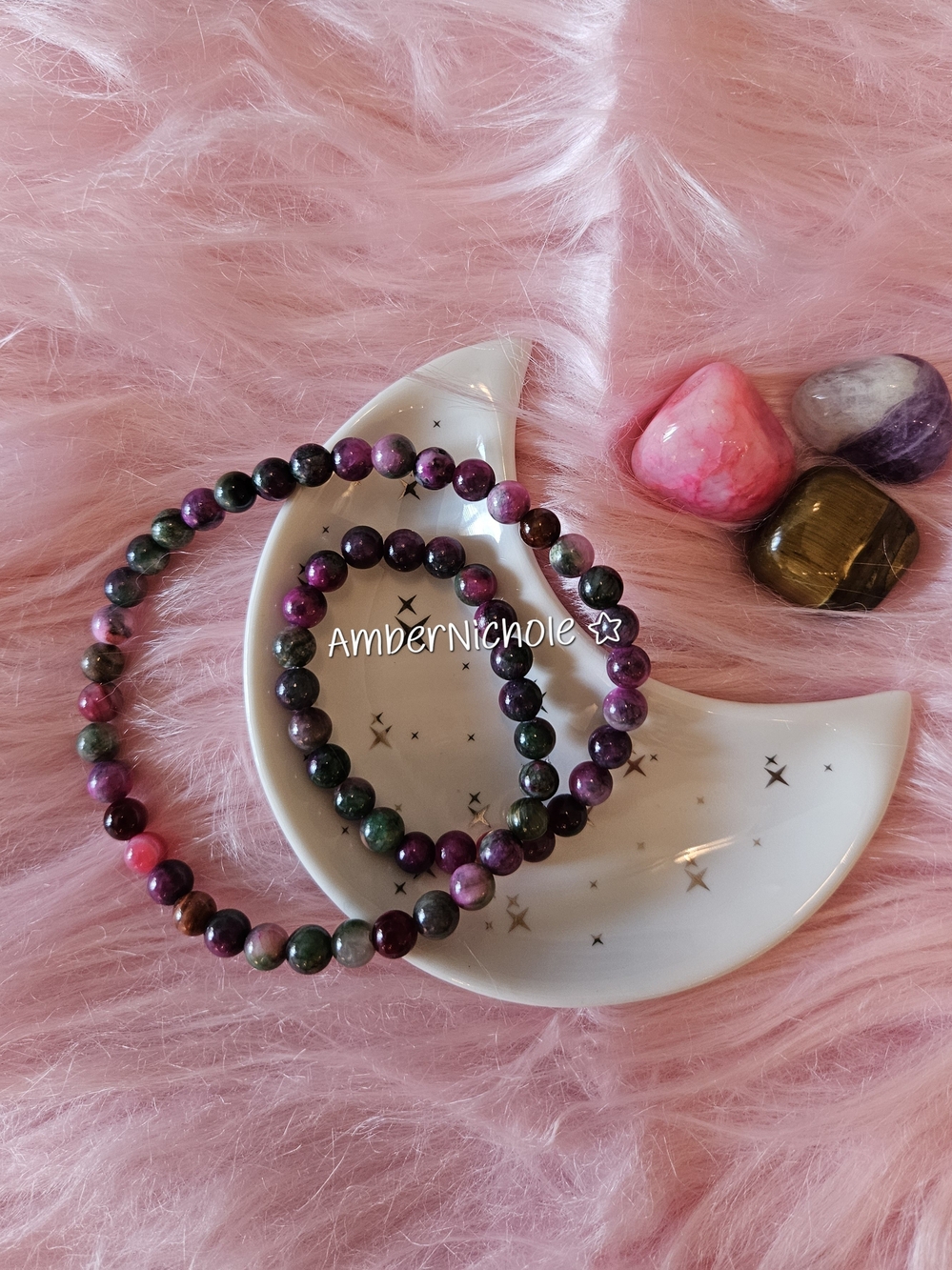 MulticolorβRuby Zoisite Beaded Stretch Double Wrap Bracelet